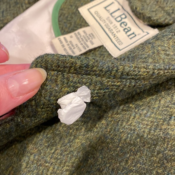 L.L. Bean Wool Blazer Jacket Green Herringbone Vintage 12 Petite - Picture 10 of 17